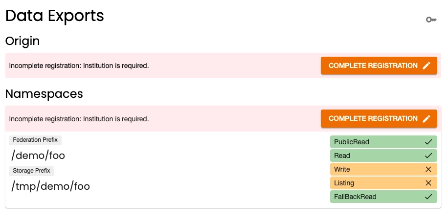 Screenshot of the Data Exports panel on Pelican Origin website dashboard page