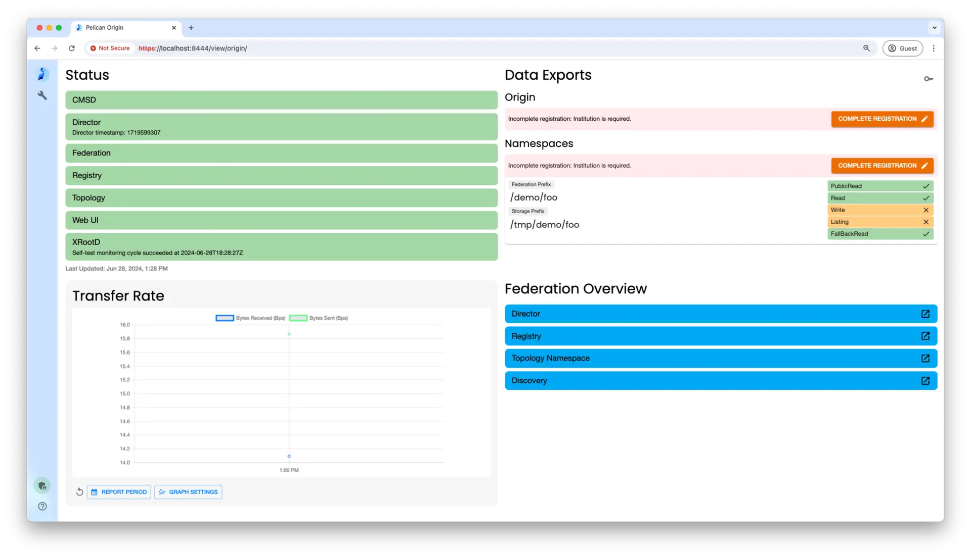 Screenshot of Pelican Origin website dashboard page