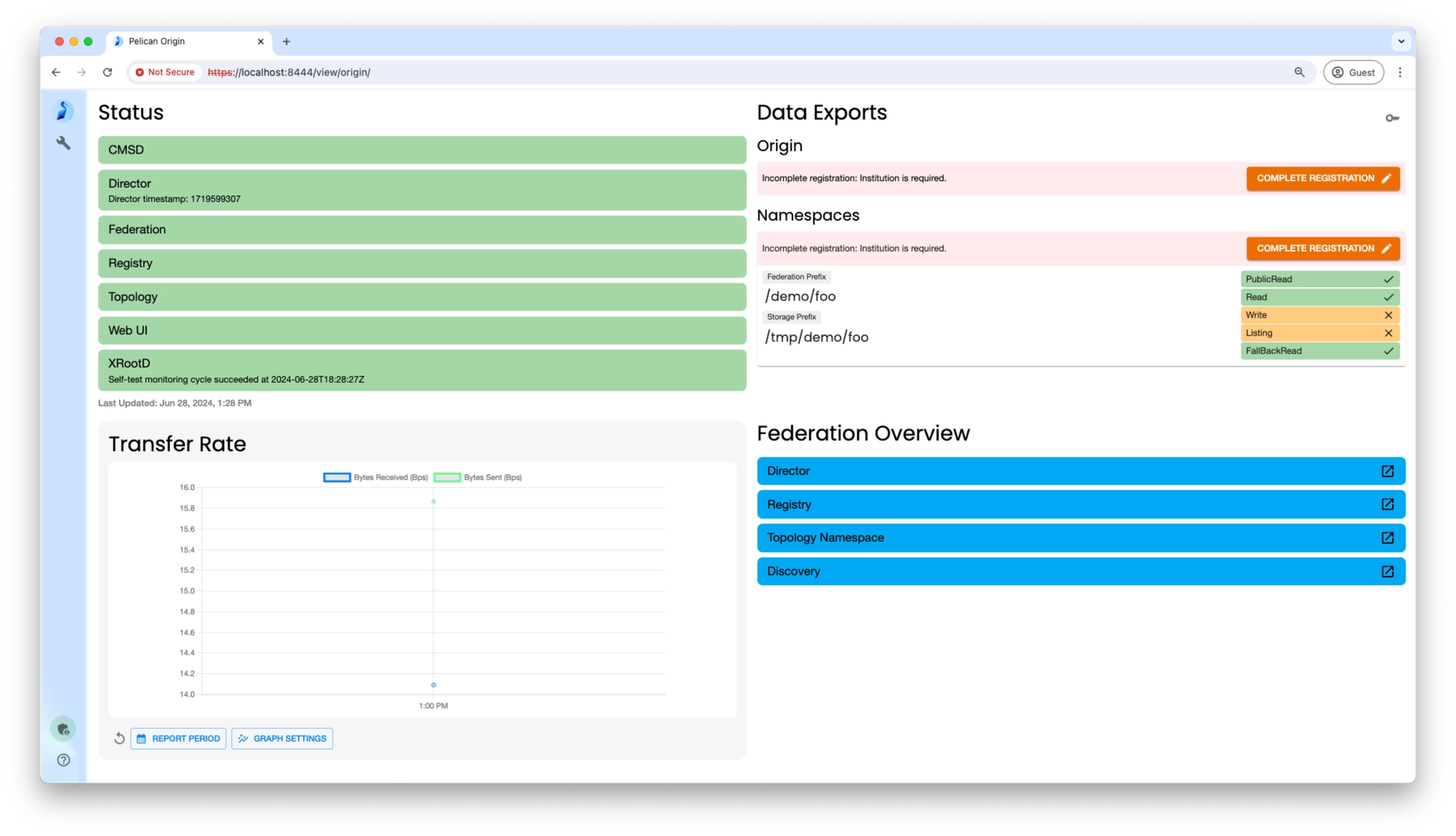 Screenshot of Pelican origin website dashboard page