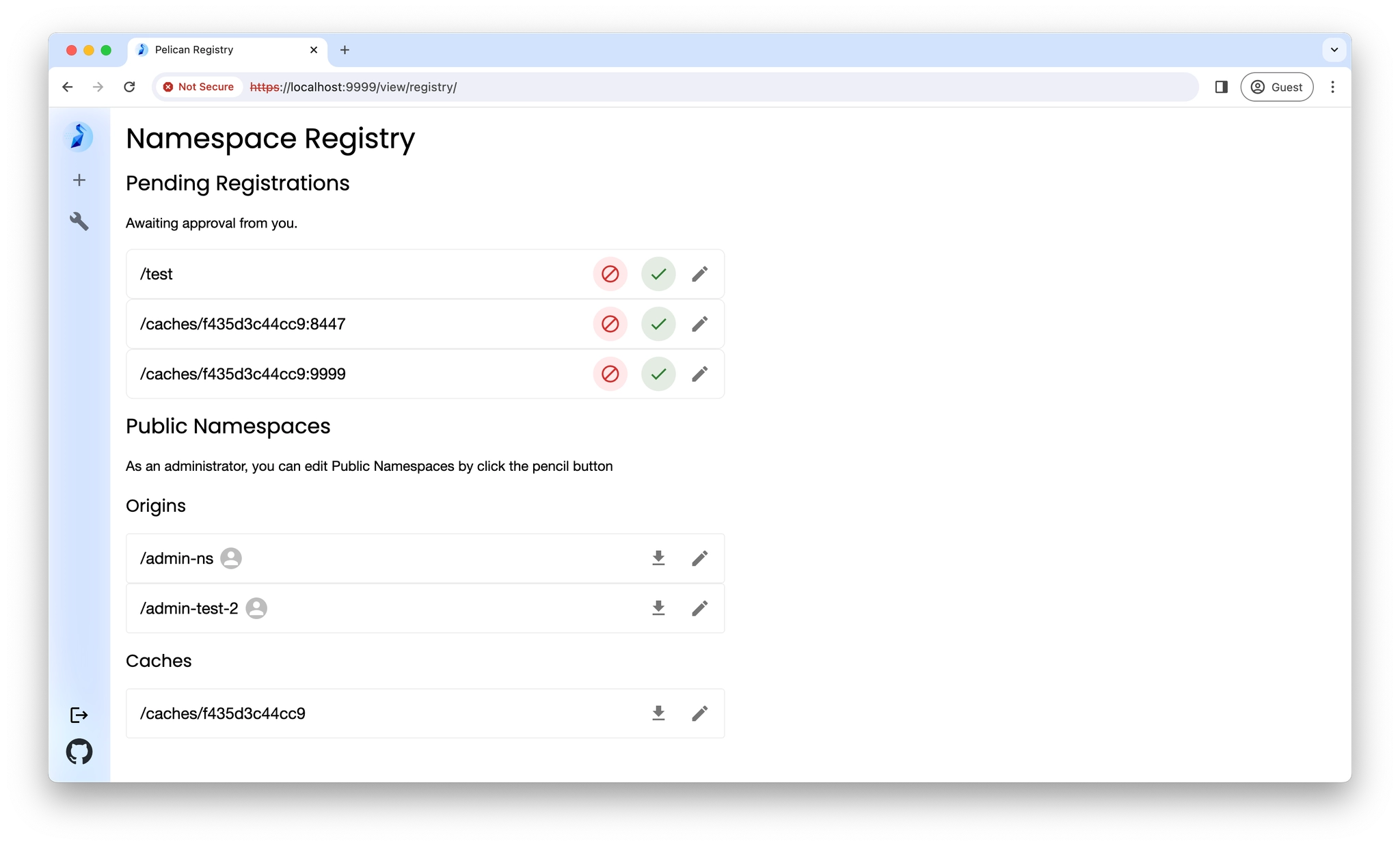 Image registry home page in public view