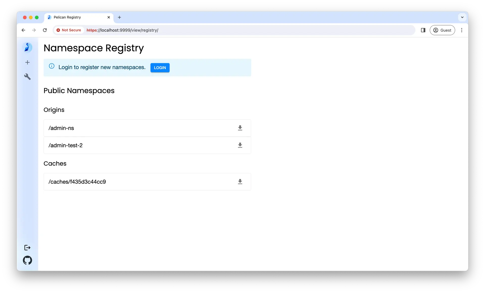 Image of registry homepage in public view